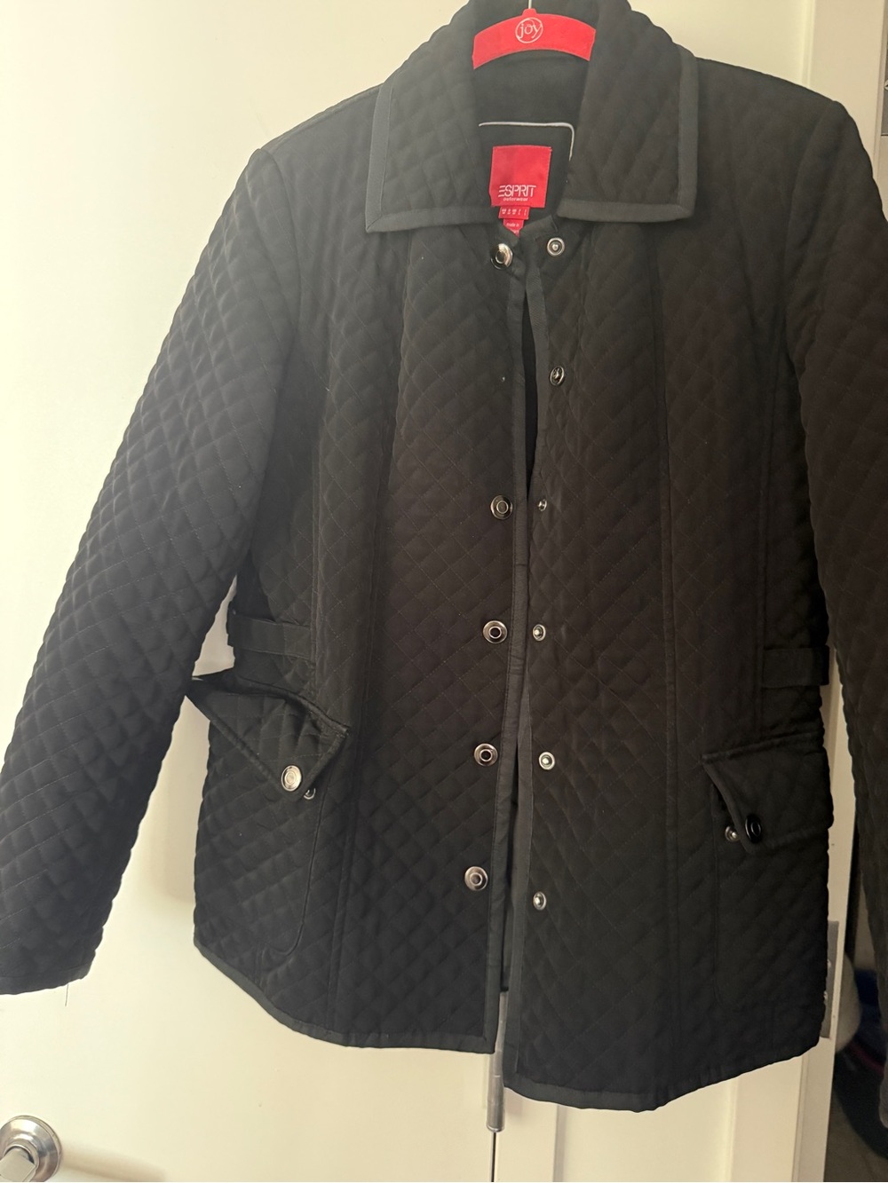Esprit Quilted Black Button-Front Coat
